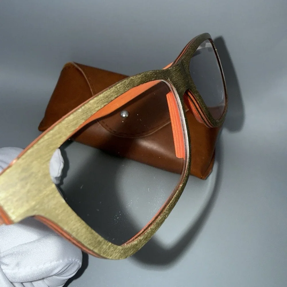 FEB 31ST Apus Air Green /Orange WOOD AUTHENTIC EYEGLASS Frames C00158C10 & Case